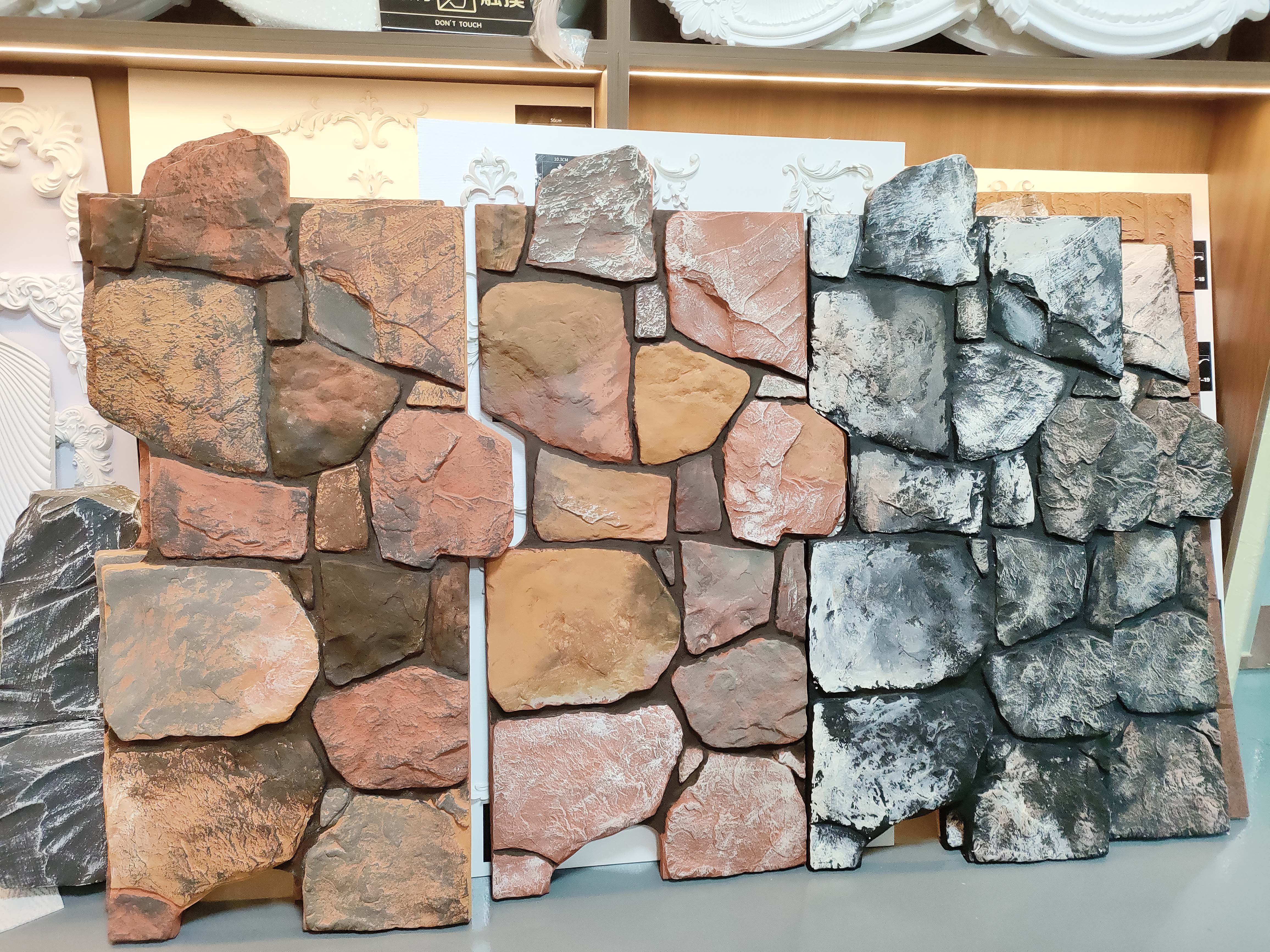 Factory Direct Pu Stone Wall Panels Exterior Polyurethane Pu Castle Rock Stone Wall Panel Interior Faux Pu Castle Brick Stone 12