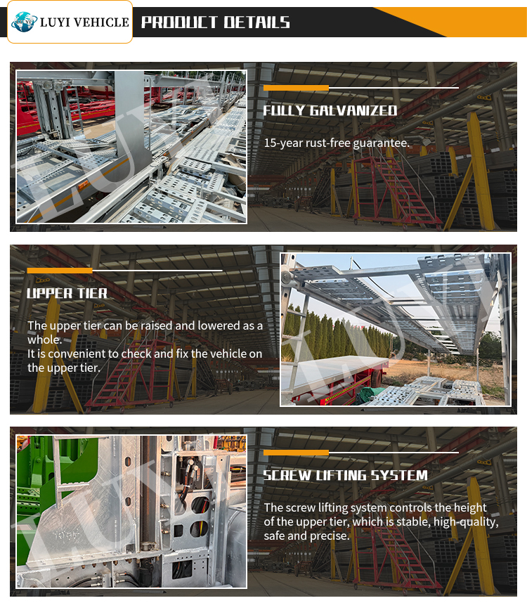 Carrier de automóvil hidráulico de dos pisos de 8 autos semirrailer 9
