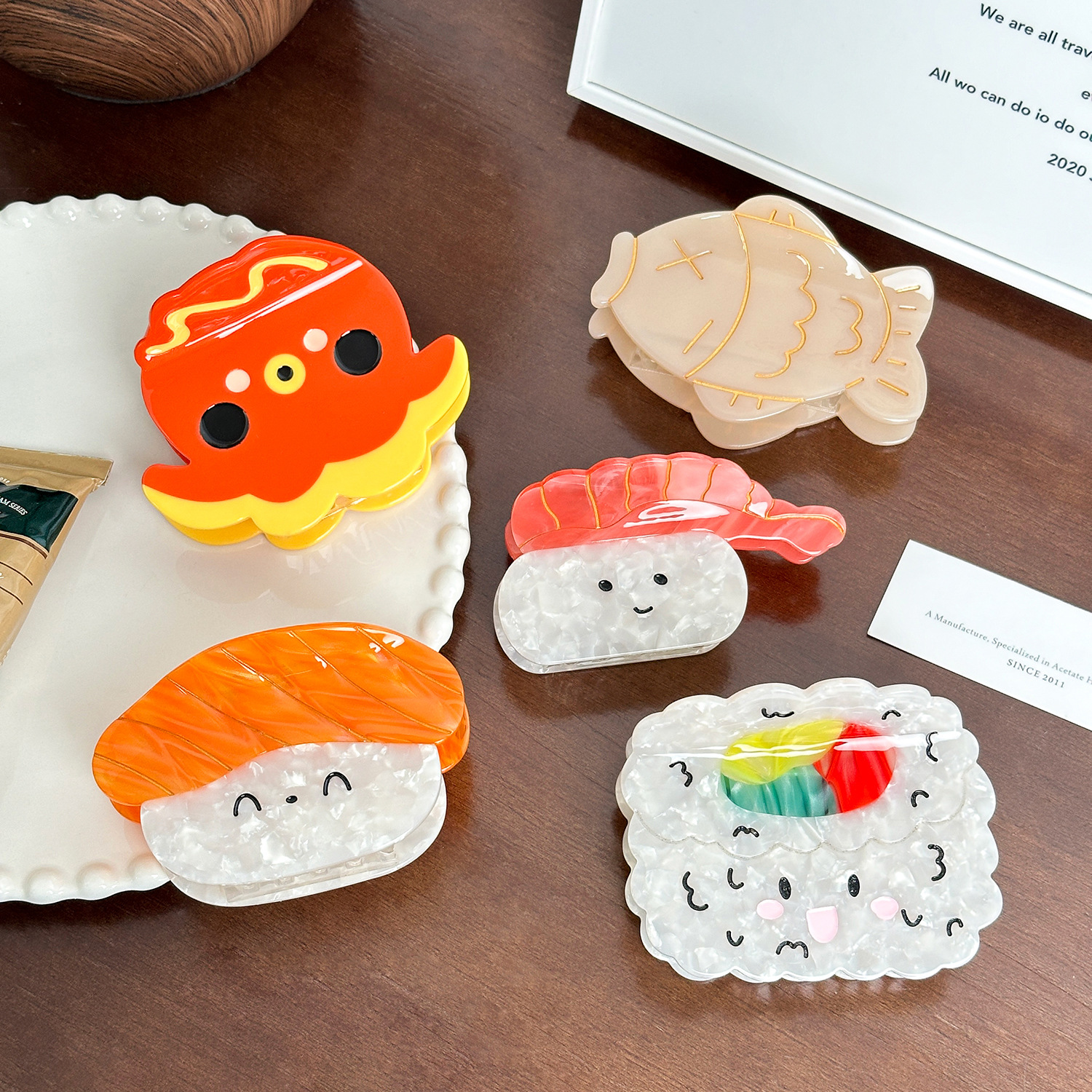 Dowell Cute Cartoon Hairpin Japanese Sushi Acetate Clip Hairpin Shark Clip Sweet Girl Hair Accessories 18