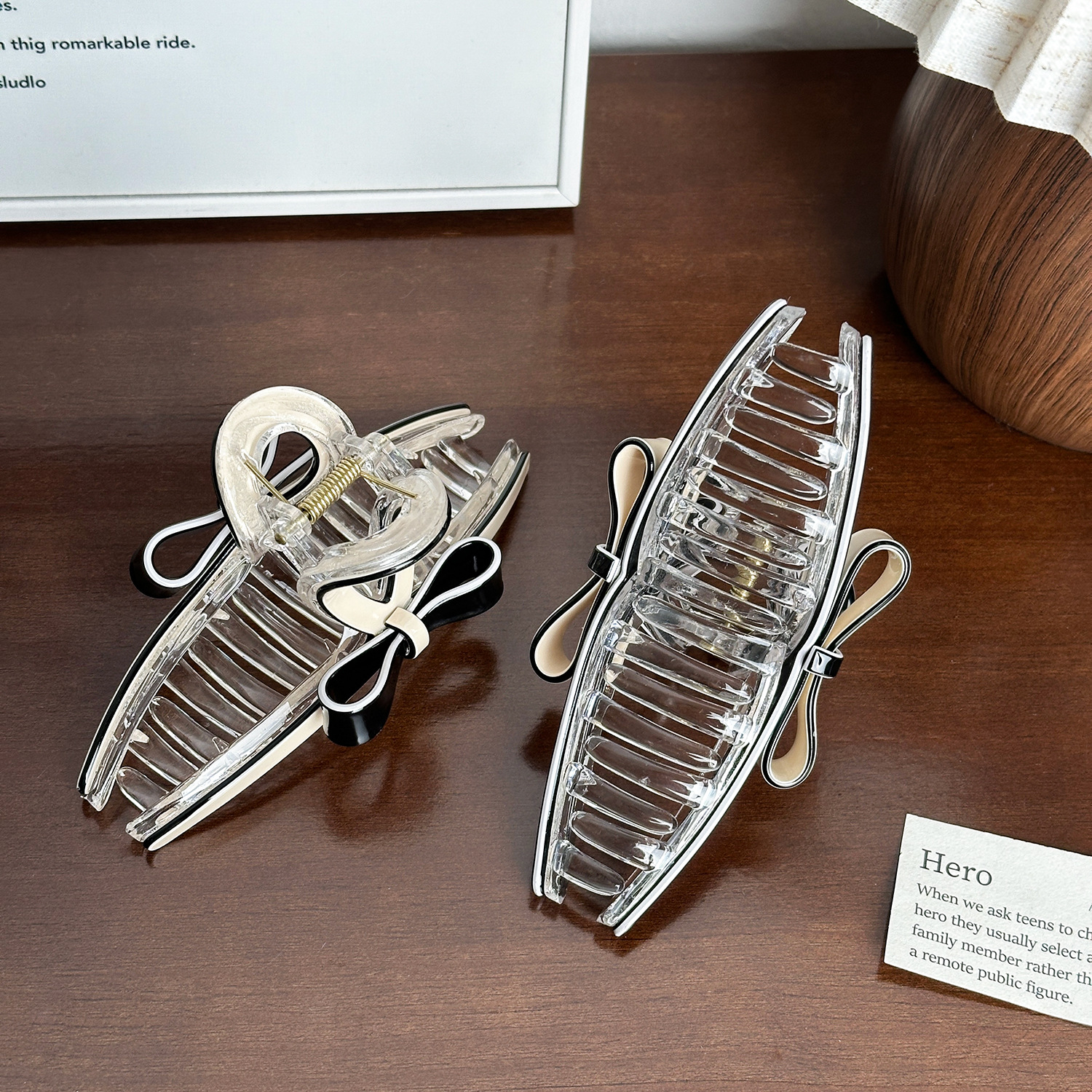 Dowell French Style Bow Hair Claw Clip Elegant Acetate And Metal With Fabric Decorative Pc For Girls For Daily And Party Use 19