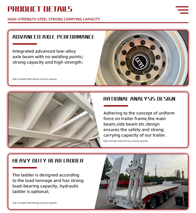 3-Axle 40T Gooseneck Lowbed Trailer for Excavator Transport 11