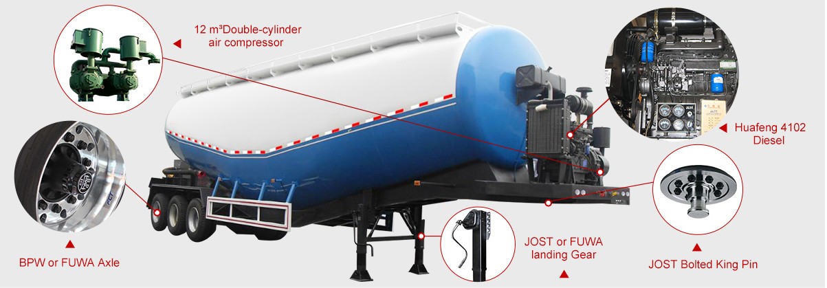 3-axle Bulk Cement Lime Coal Powder Tank Truck 9