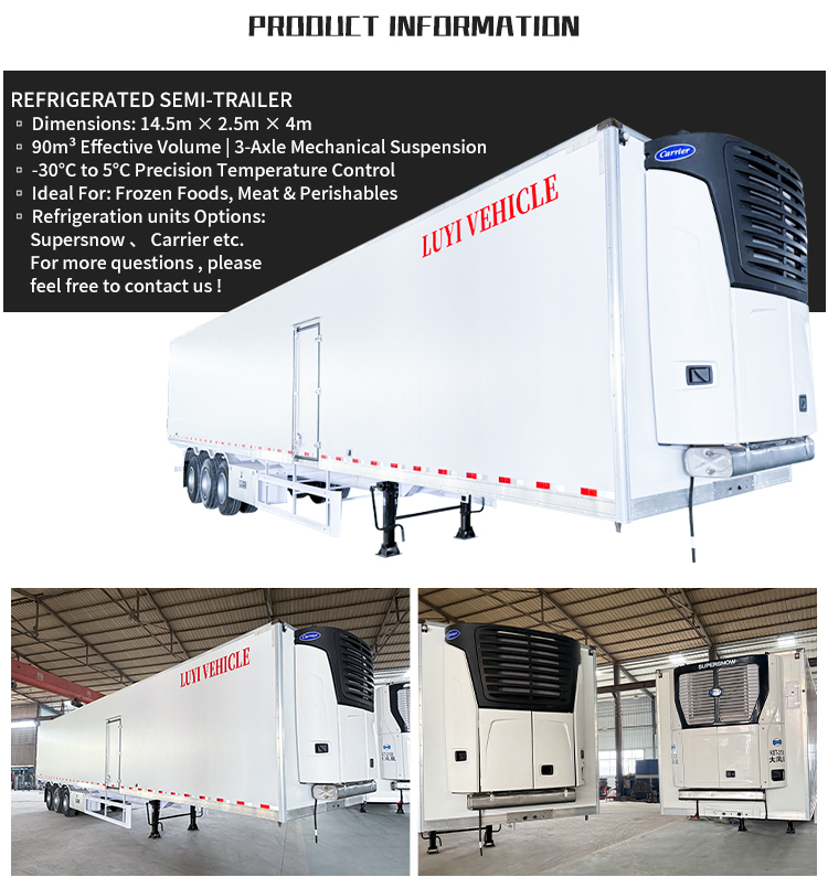 LUYI 14.5m 3-Axle Refrigerated Trailer for Frozen Food Transport 9