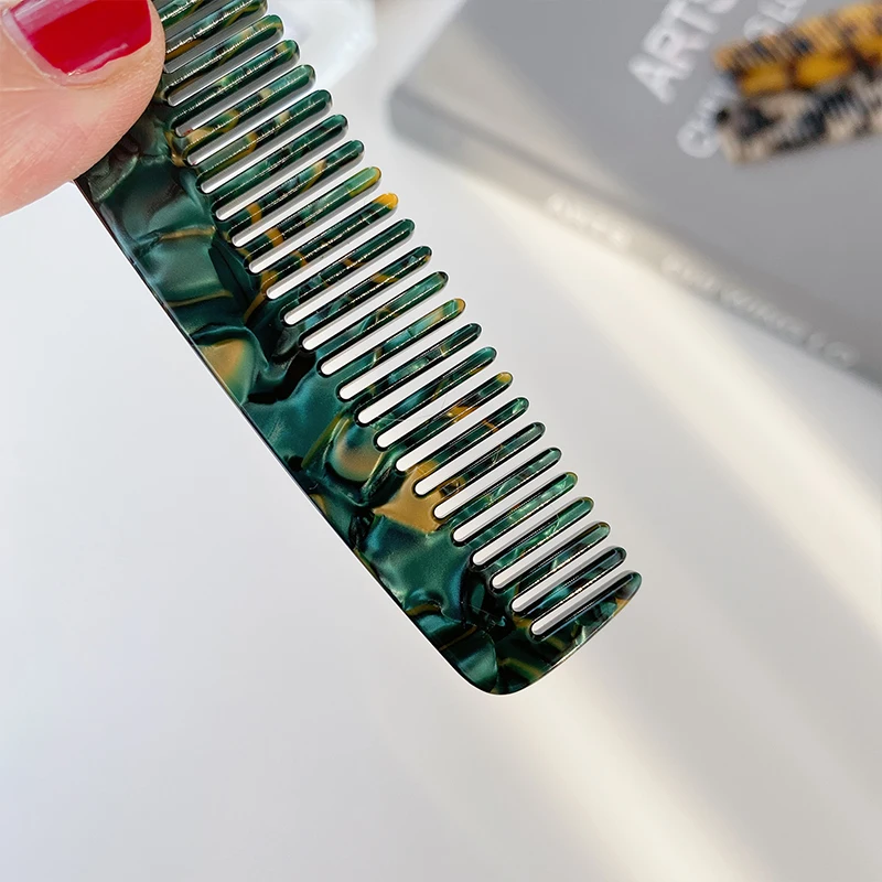Dowell Korean Retro Marble Geometric Comb Pattern Tooth Smooth Cellulose Acetate Straight Custom Hair Comb 12