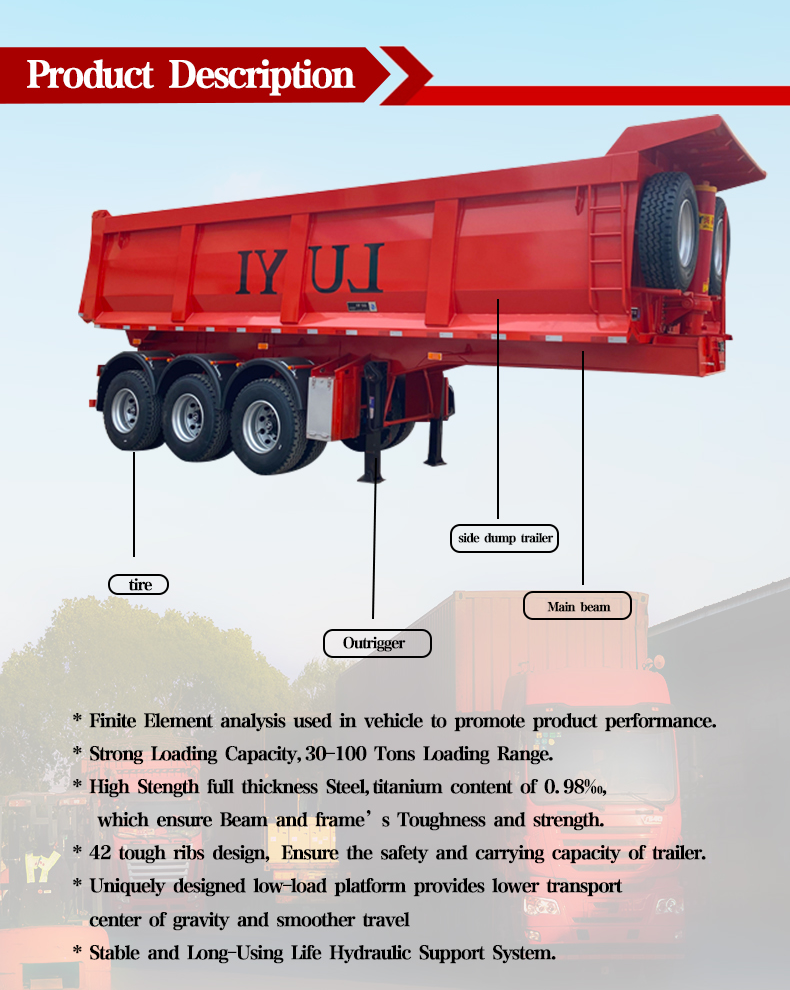 3 Axles Cargo Trucks Tipper Semi Trailer Rear Dump Traile 9