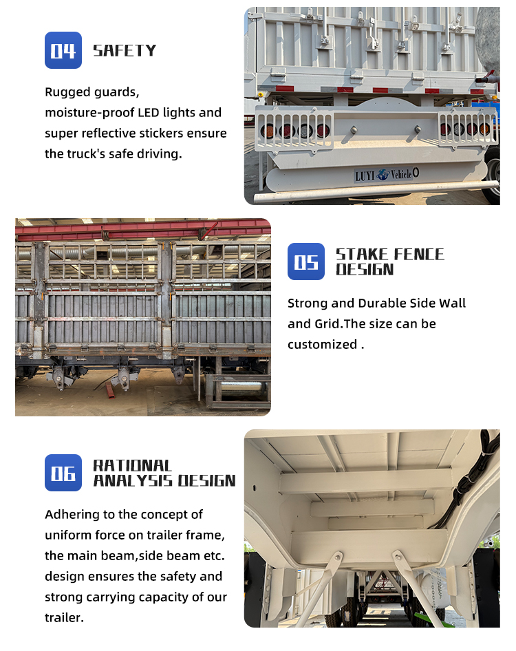 Semreiler de 3 eje de 60 toneladas de pared lateral | Luyi 10