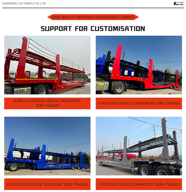 Heavy-duty 2-axle Hydraulic Car Hauler Trailer 8-car Capacity 12