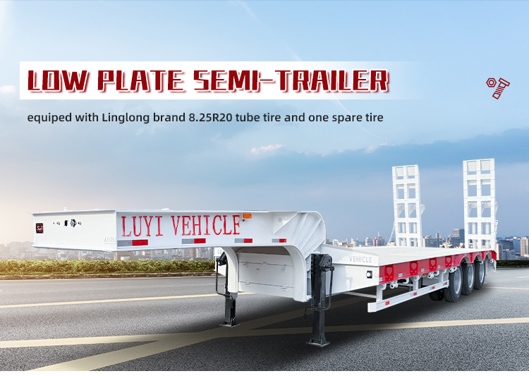 3-Axle 40T Gooseneck Lowbed Trailer for Excavator Transport 8