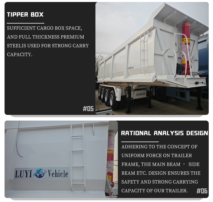 4-axle 60ton Hydraulic Dump Semi-trailer 10