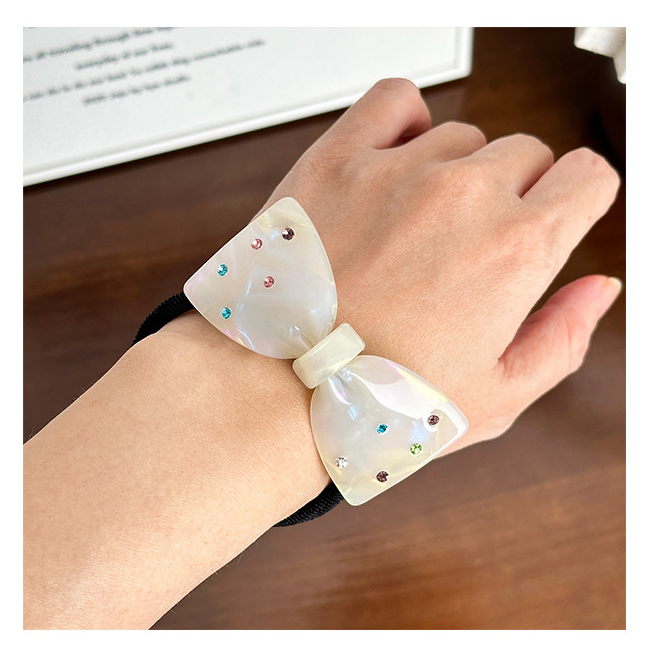 Dowell Cute Bowknot Acetate Elastic Rope Hair Decoration With Rhinestone For Parties Pretty Elegant 21