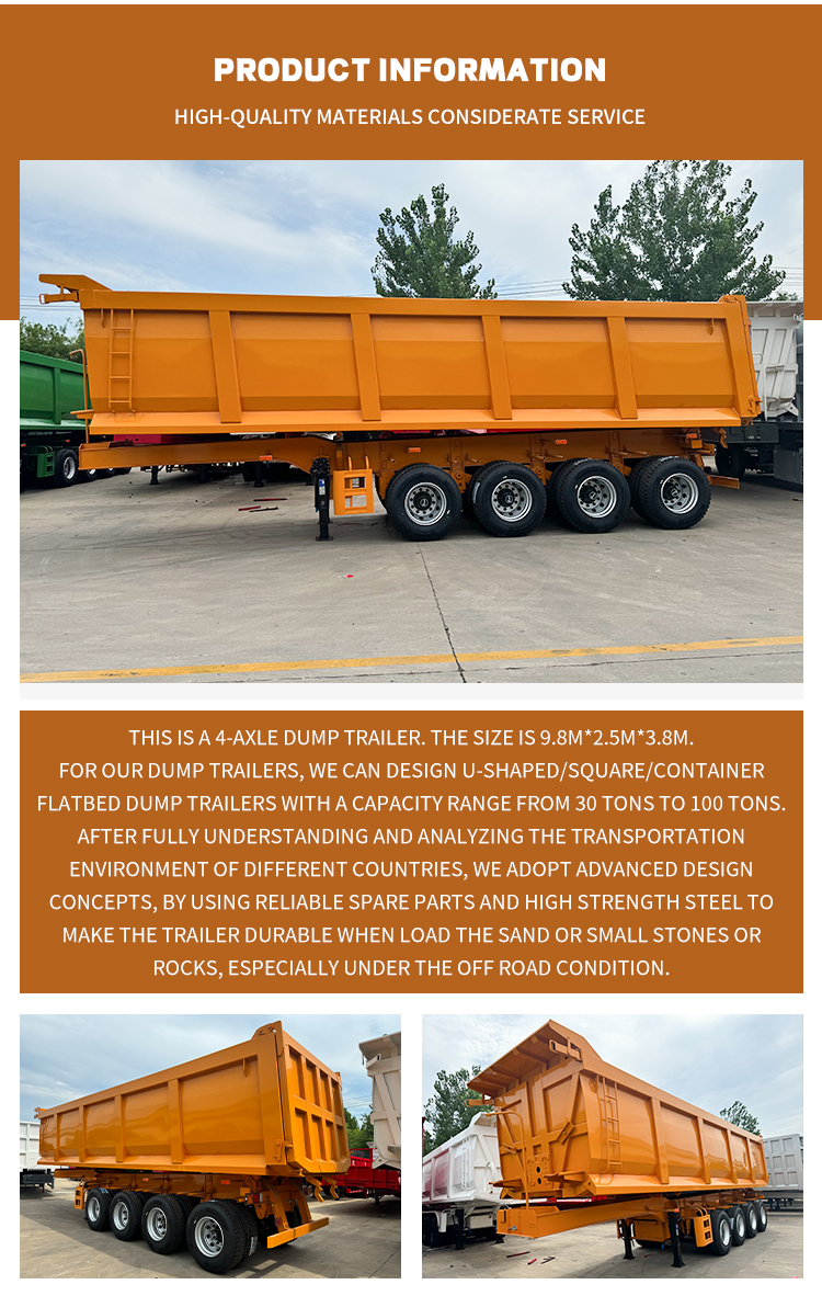4 Axles Tipping Dump Truck Semi Trailer 9