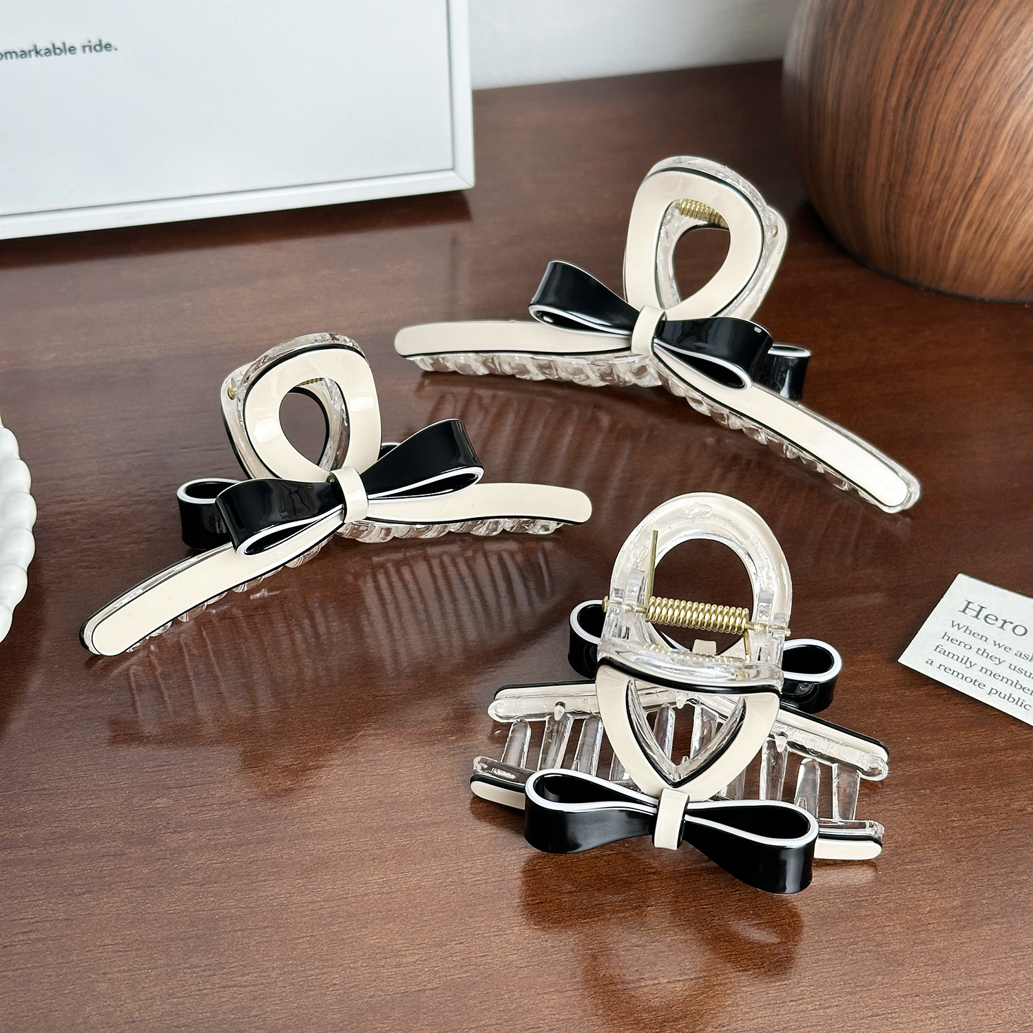 Dowell French Style Bow Hair Claw Clip Elegant Acetate And Metal With Fabric Decorative Pc For Girls For Daily And Party Use 18