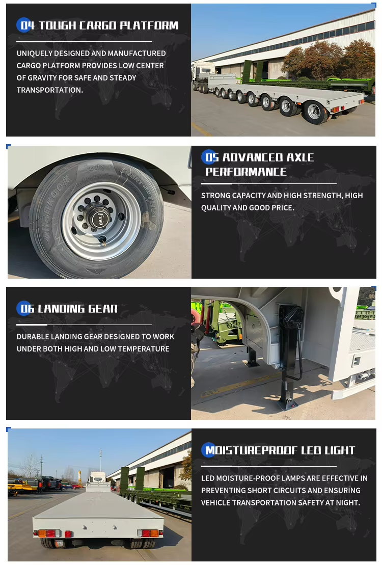 Trailer à bas de suspension à bascule 60-100T à 8. 9