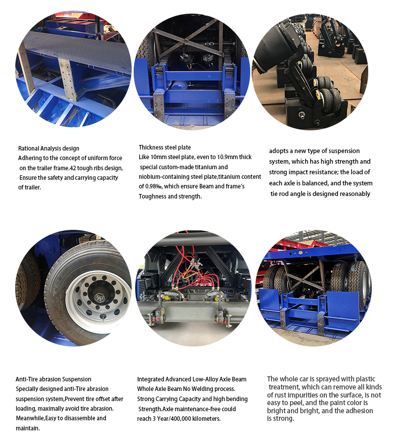 3 оси 60Tons 13M Контейнер -носитель платтный трейлер 9