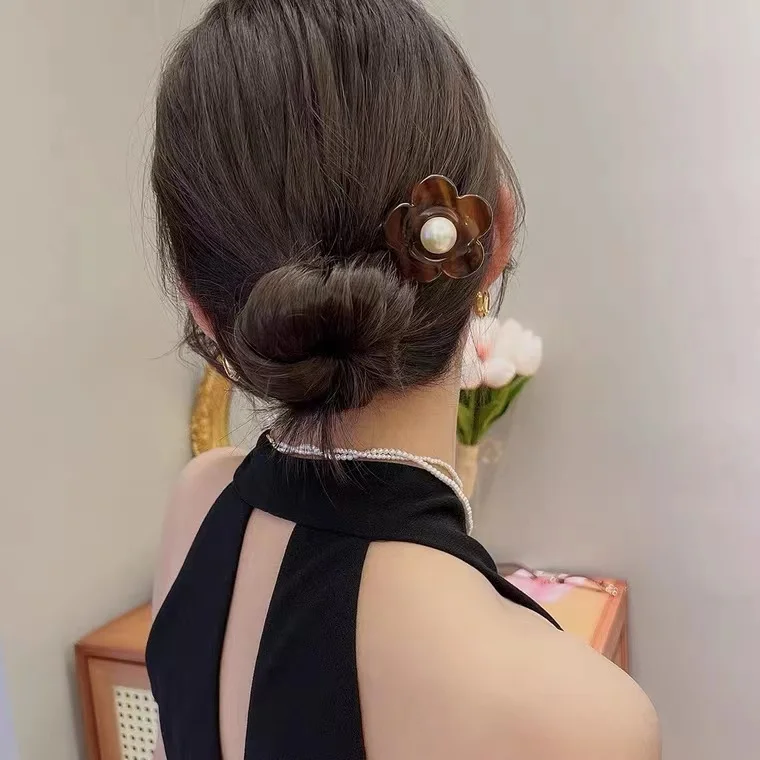 Dowell vente en gros élégant rétro acétate perle fleur cheveux accessoires bâtons 14