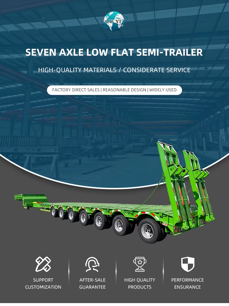 UYI 7 ejes Remolque de cementerio de cementerio de 7 ejes 150T Transporte de equipos pesados 8