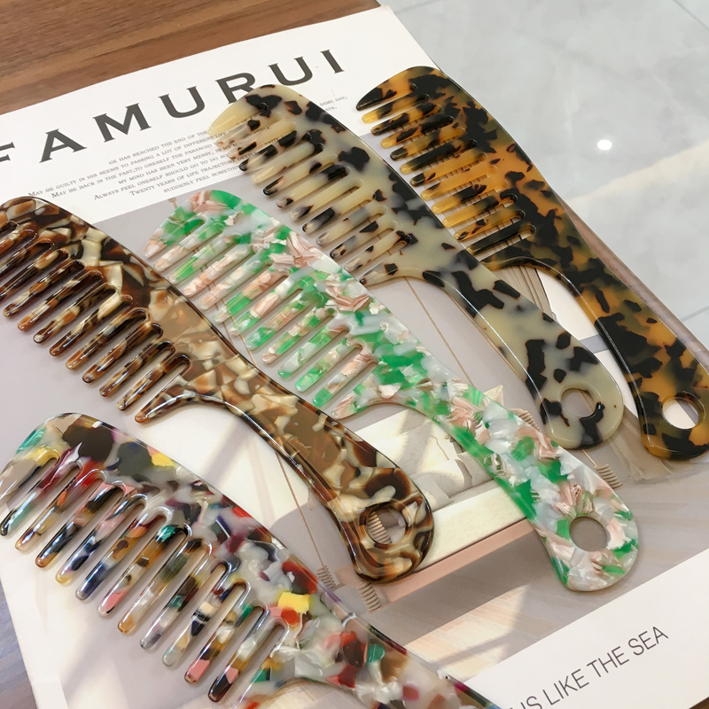 Dowell New Retro Simple Tortoiseshell Marble Texture Acetic Acid Hair Accessories 4mm Thick Acetate Hair Comb 12