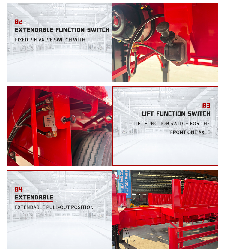 6 محاور الجانبية نصف مقطورة النقل الثقيل البضائع القابلة للتخصيص 12