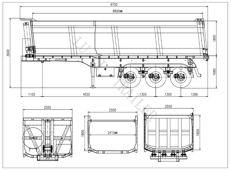 4-Axle Hydraulic Dump Semi-Trailer 60T-80T Heavy Tractor 9
