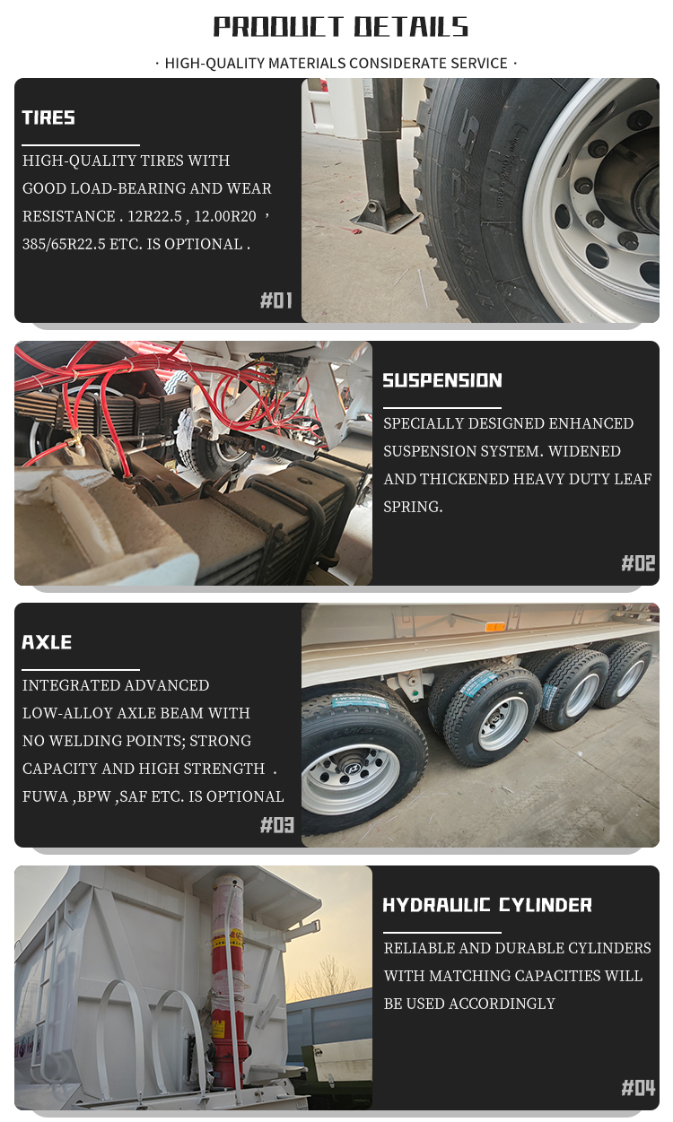 4-axle 60ton Hydraulic Dump Semi-trailer 9