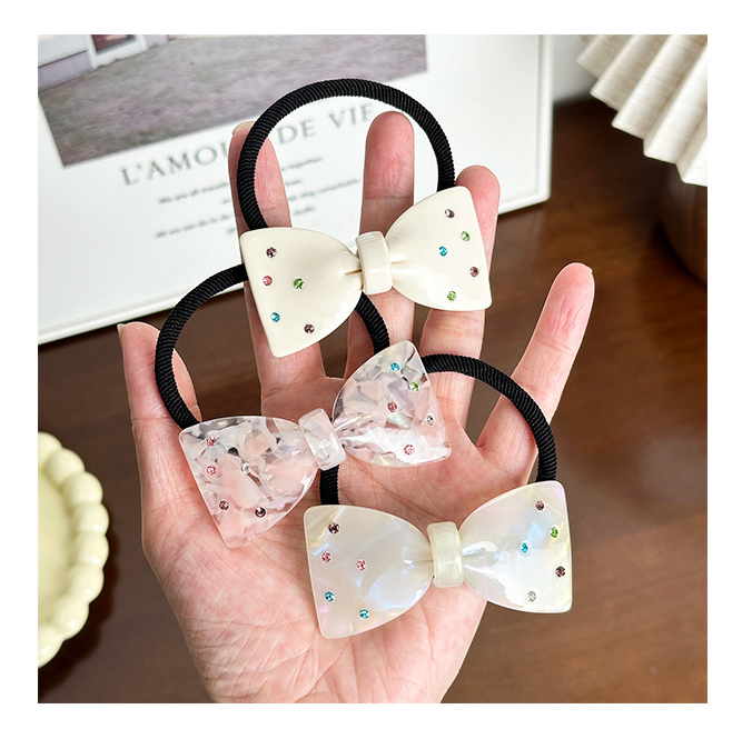 Dowell Cute Bowknot Acetate Elastic Rope Hair Decoration With Rhinestone For Parties Pretty Elegant 22