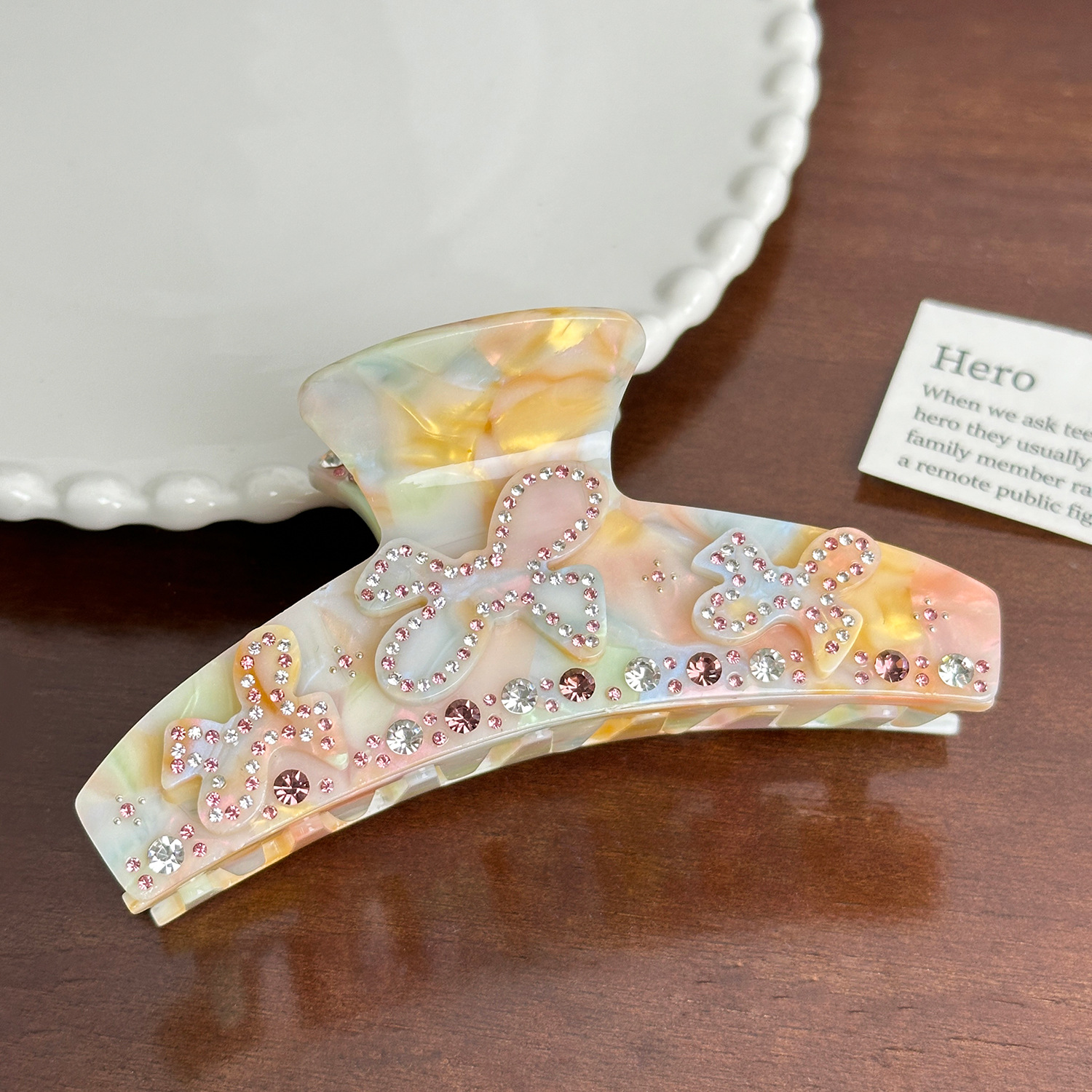 Dowell Korean Style Large Shark Clip Bow Star Acetate Clip For Girls 22