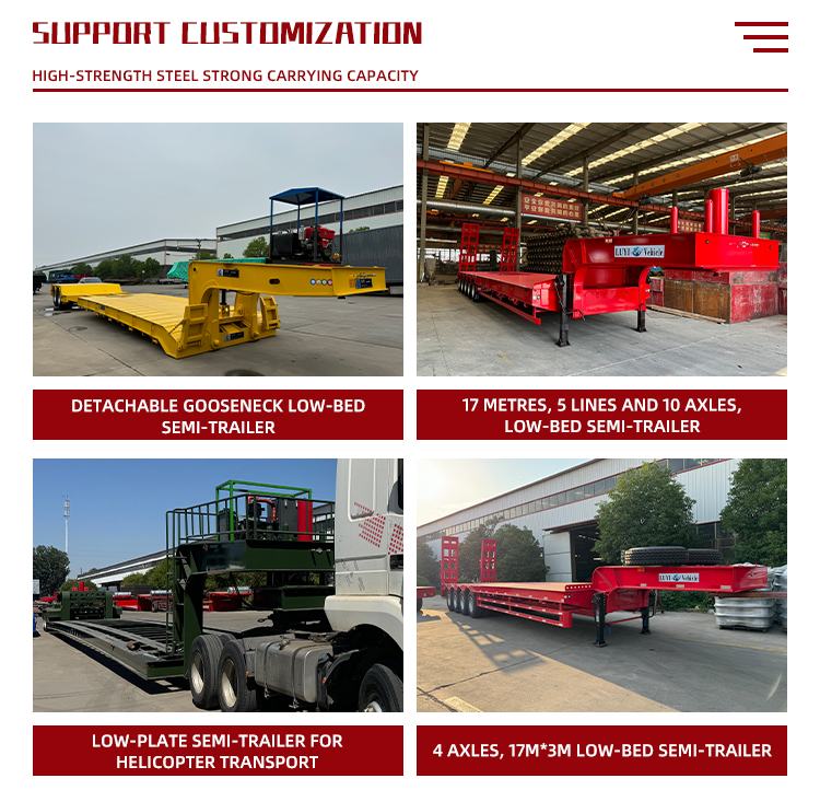 3-Axle 40T Gooseneck Lowbed Trailer for Excavator Transport 14