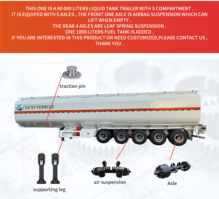 LUYI 3/4/5-Axle Fuel Tank Trailer (35-45KL) for Oil & Diesel Transport 8