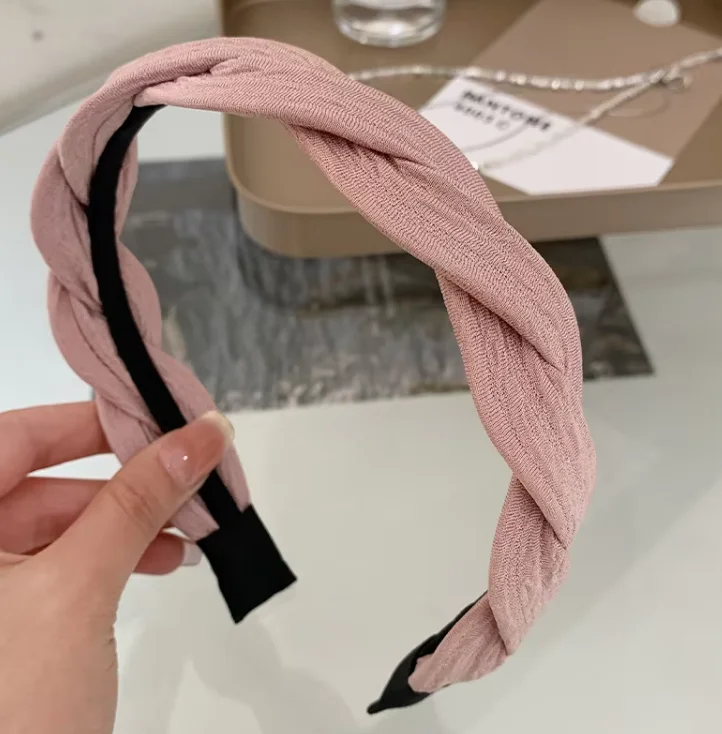 Dowell Korean Design Hair Twist Headband Curly Embroidered Flowers Wide Headband Chain Wavy Hairband For Women 18