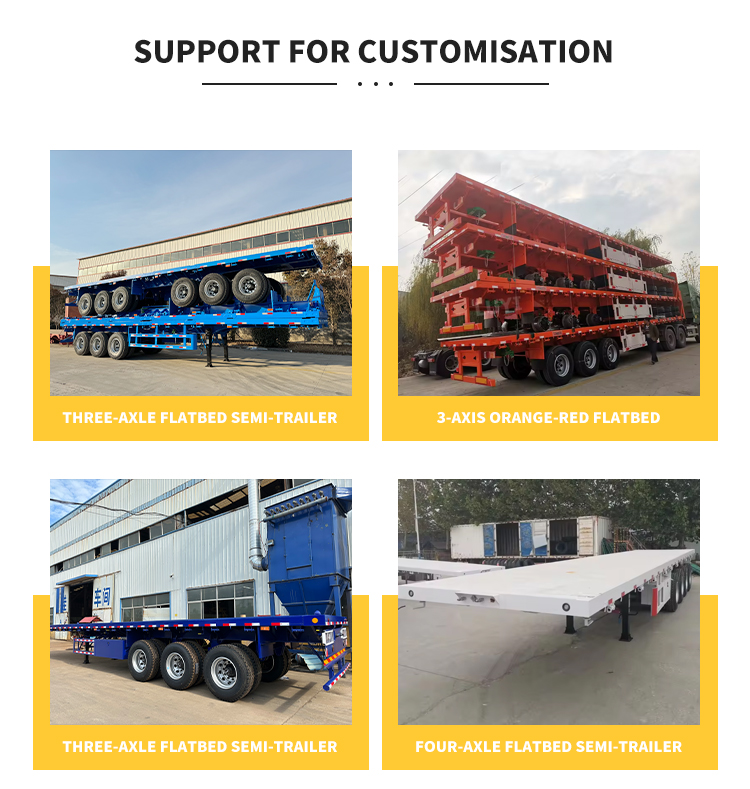 3 Axle Flatbed Flat Bed Container Semi Trailer 11