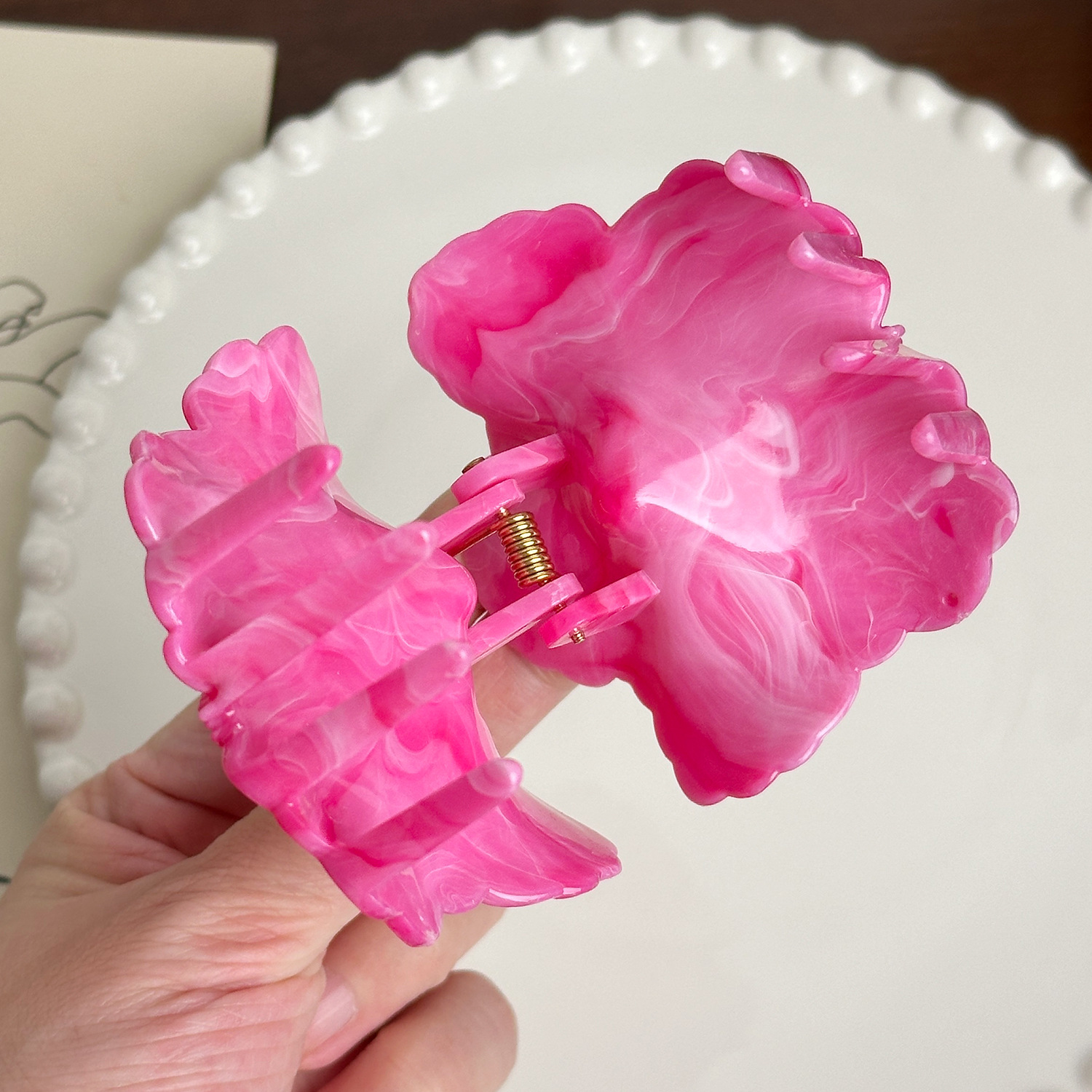 Dowell New Arrival Handmade Plastic Hair Claw Cute Resin Claw Clip Girls Floral Decorative Daily Party Perfect Gift1 20