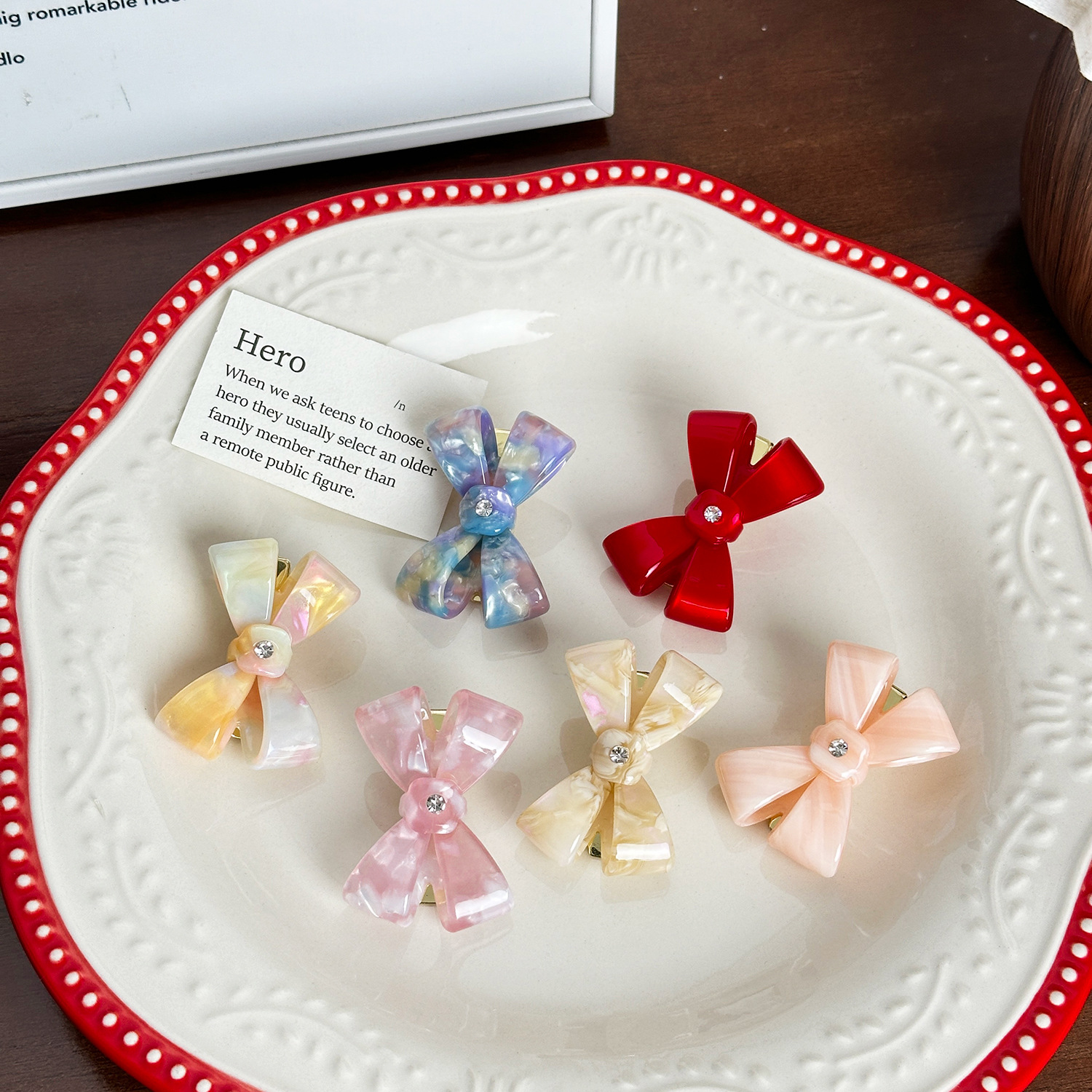 Dowell Girls Sweet Style Bowknot Acetate Hair Pins And Elastic Rope Hair Decoration For Parties Pretty Elegant 18