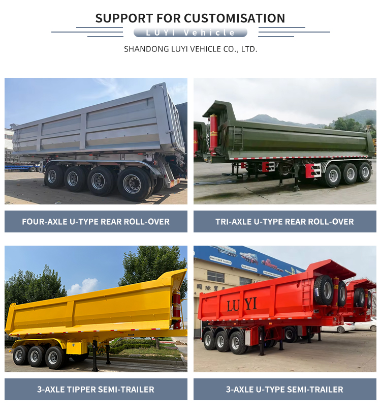 4-Axle Hydraulic Dump Semi-Trailer 60T-80T Heavy Tractor 12