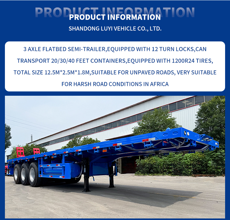 40 футов 3 ось плоской кровати Платкий полуприцеп | Луи 9