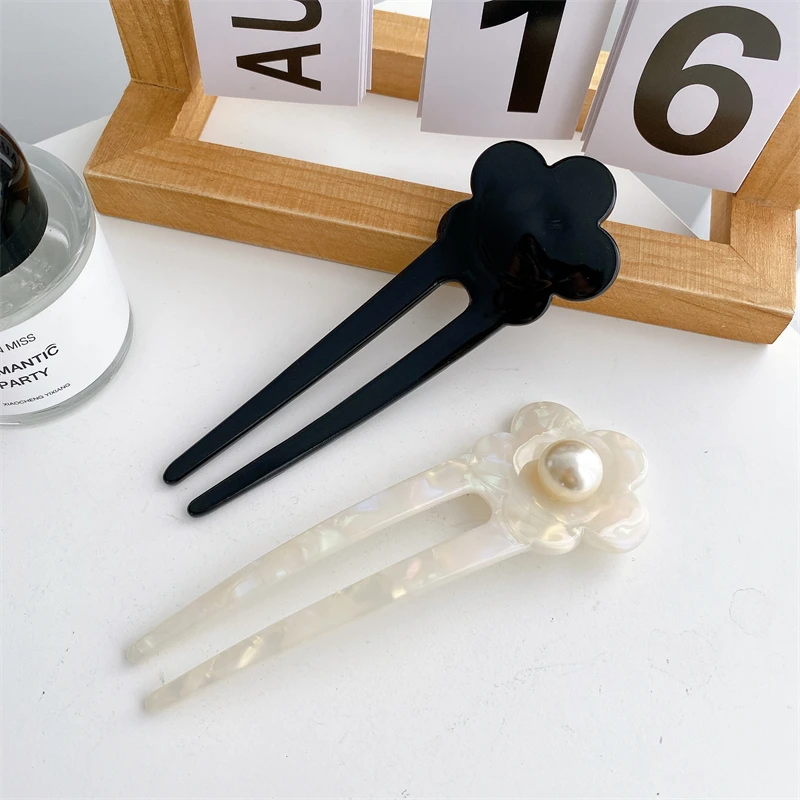 Dowell vente en gros élégant rétro acétate perle fleur cheveux accessoires bâtons 13