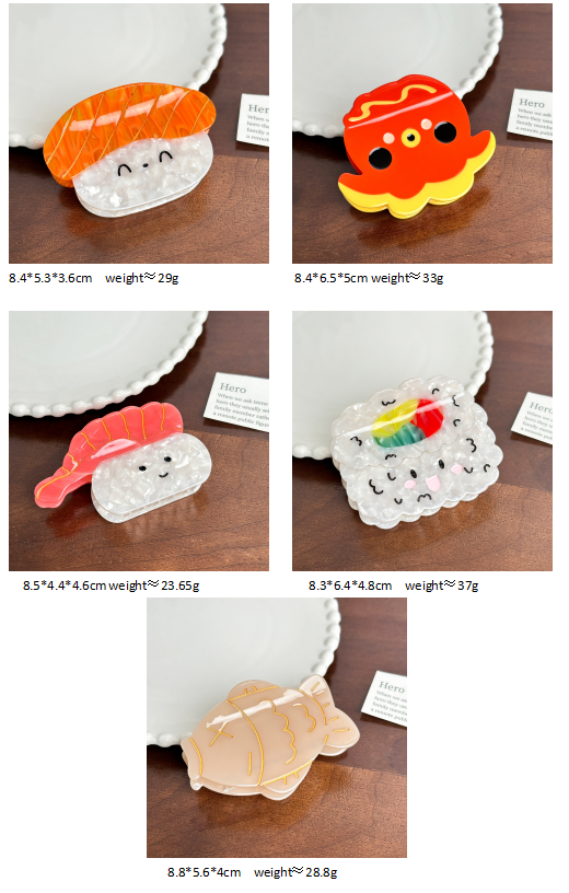Dowell Cute Cartoon Hairpin Japanese Sushi Acetate Clip Hairpin Shark Clip Sweet Girl Hair Accessories 17