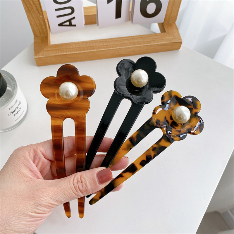 Dowell vente en gros élégant rétro acétate perle fleur cheveux accessoires bâtons 12