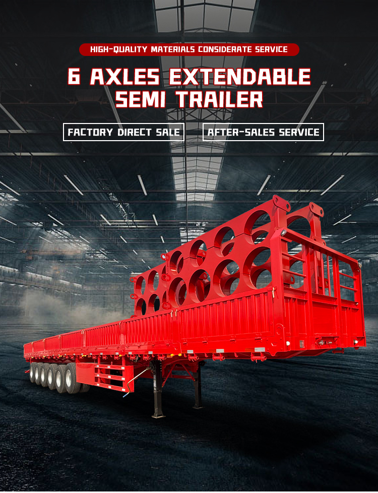 6 محاور الجانبية نصف مقطورة النقل الثقيل البضائع القابلة للتخصيص 8