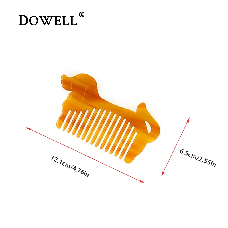 Dowell French New Trend Portable Hair Comb Hollowed Acetate Cute Dog Wide Tooth Hair Combs 10