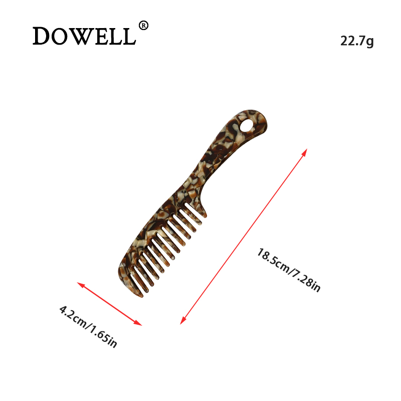 Dowell New Retro Simple Tortoiseshell Marble Texture Acetic Acid Hair Accessories 4mm Thick Acetate Hair Comb 11