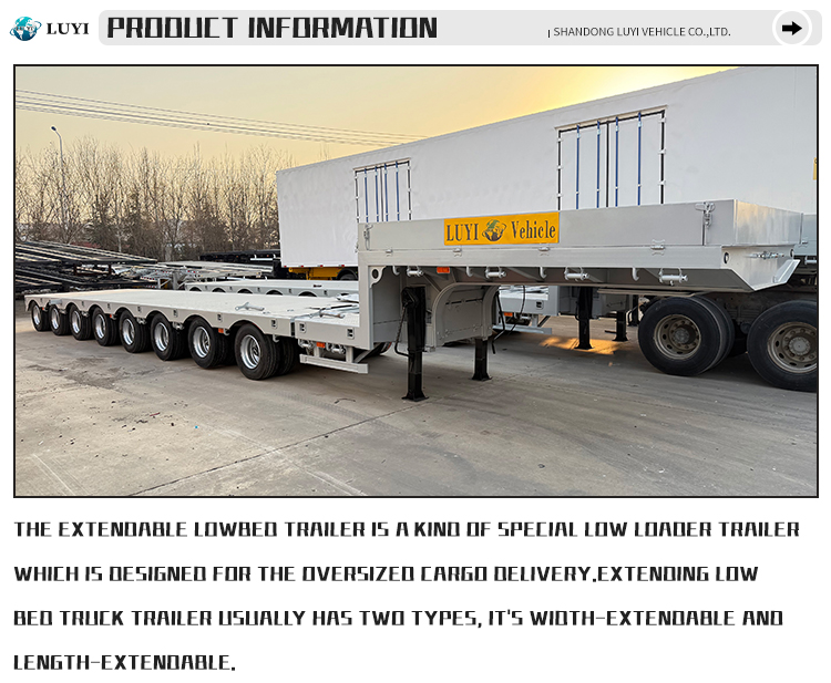 8 محور 100 طن مقطورة نصف قابلة للتمديد الهيدروليكية 9