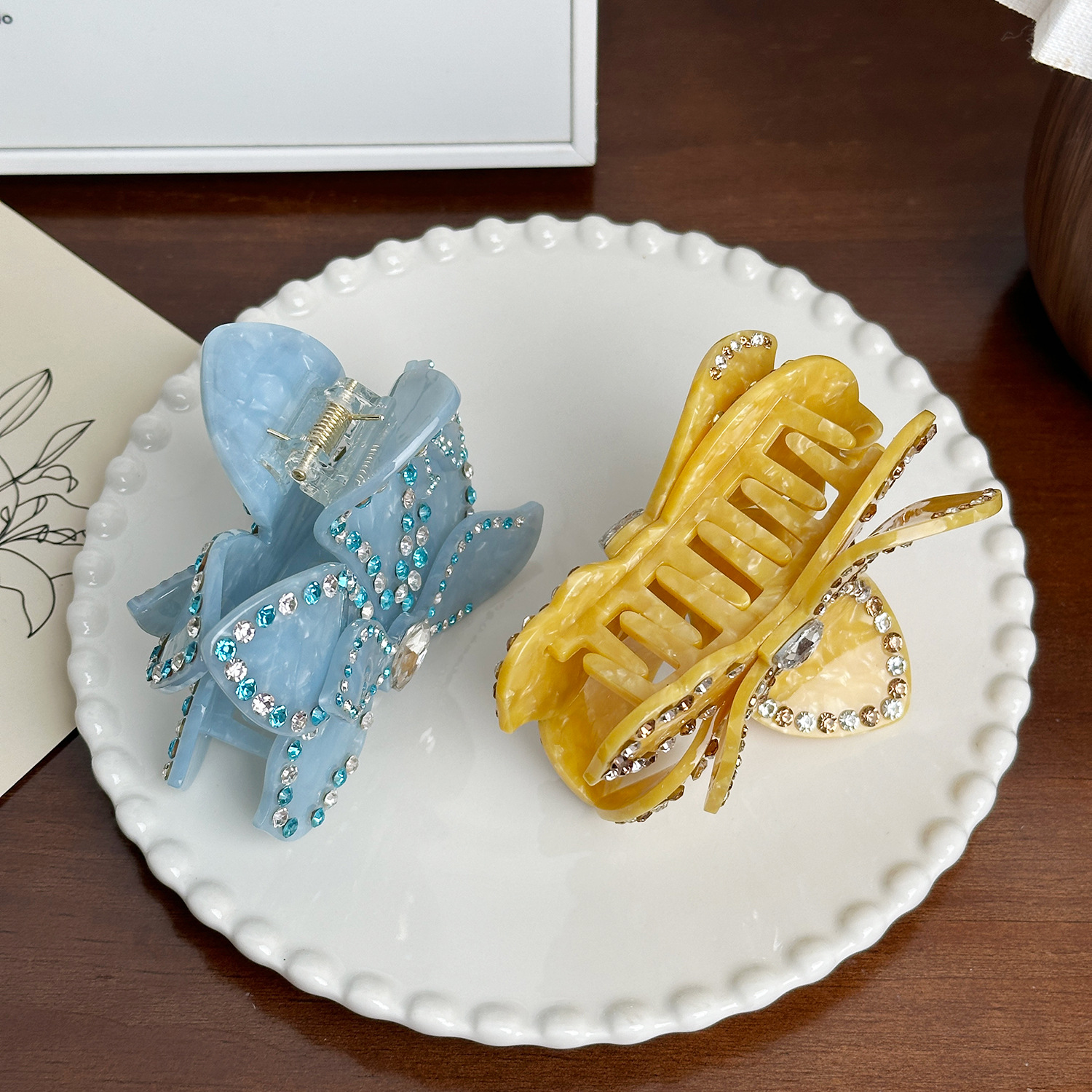 Dowell European Style Flower Rhinestone Acetate Hair Claw Girl's Hair Decoration Clip Accessories 18