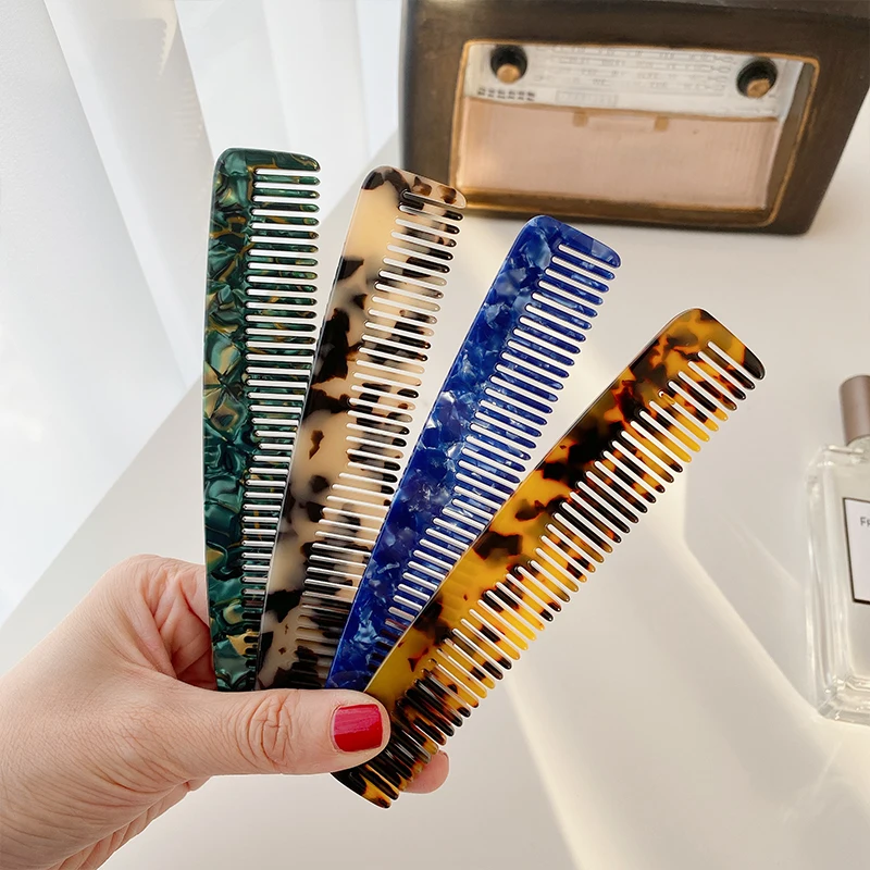 Dowell Korean Retro Marble Geometric Comb Pattern Tooth Smooth Cellulose Acetate Straight Custom Hair Comb 11
