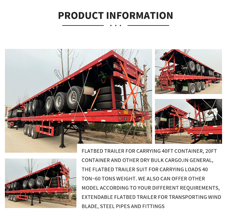 3 Axle Flatbed Flat Bed Container Semi Trailer 9