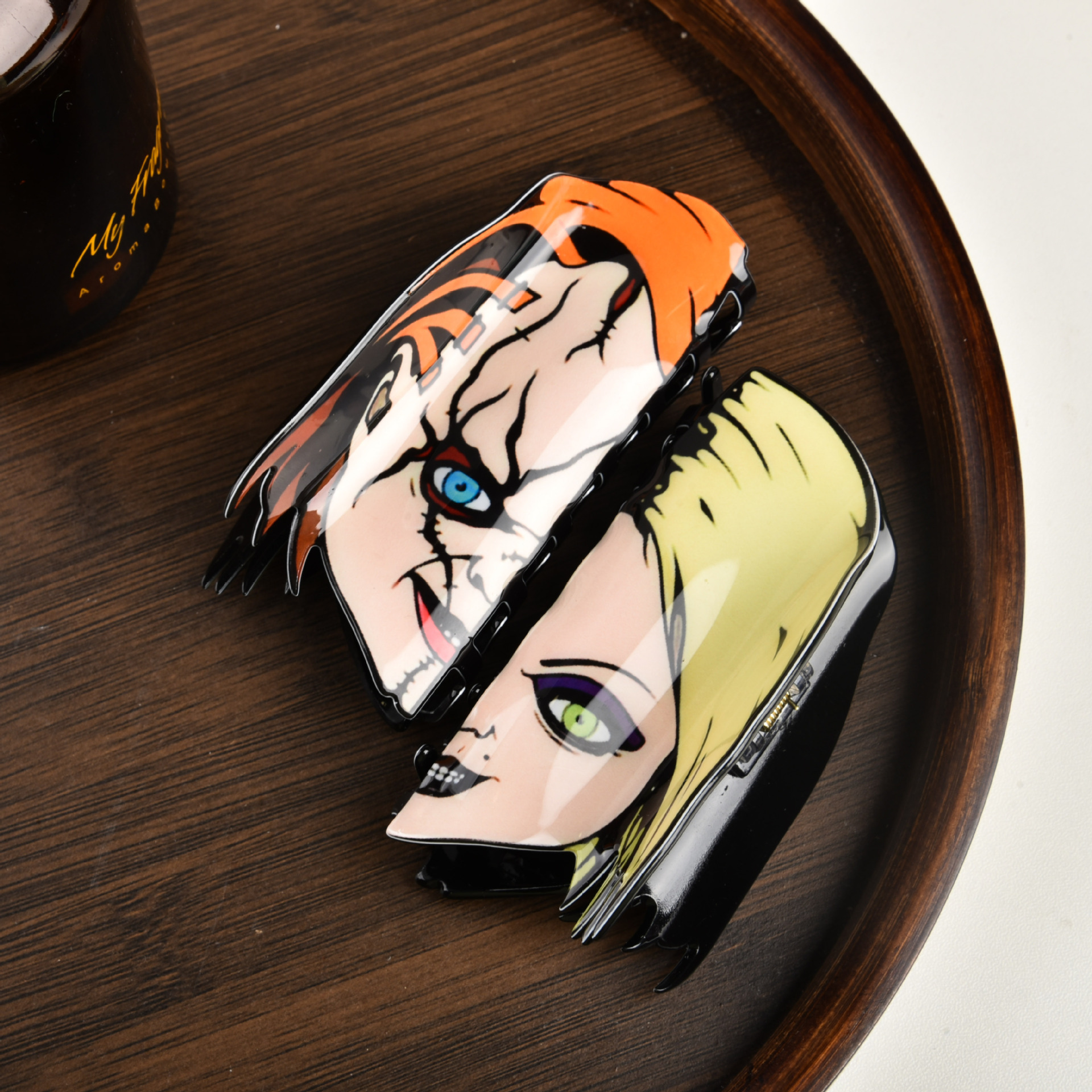 Dowell Women's Hair Accessories Creative Horror Series Acrylic Claw Hair Clips Face Crab Shark Decorative Clamps Daily Acetate 17