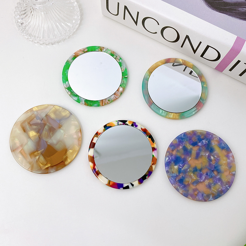 Dowell New Thickened Version Of Retro Sheet Mirror Daily Portable Small Round Acetate Makeup Mirror 11