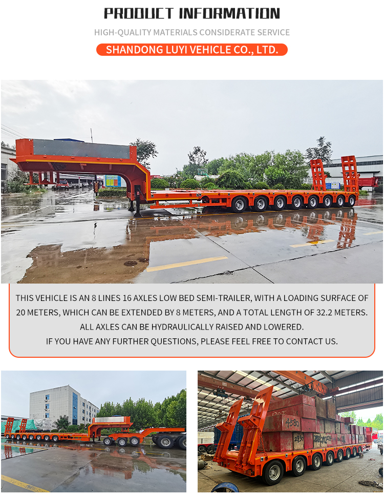 8 خط 16 محاور منخفضة نصف مقطورة خاصة لأفريقيا 9