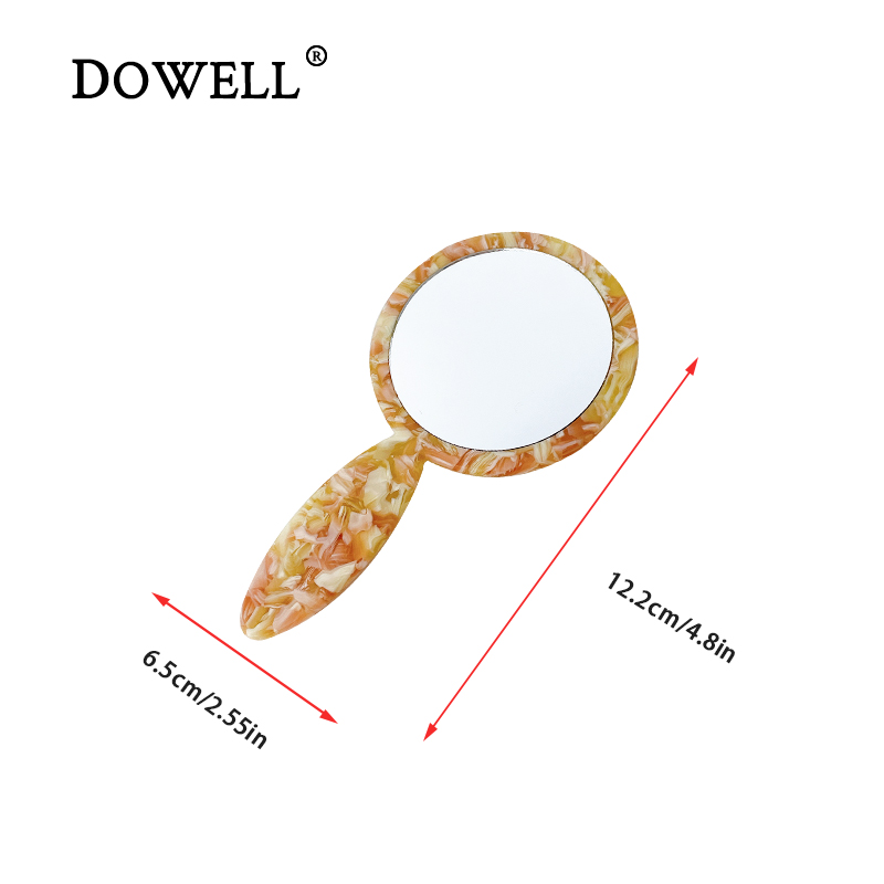 Dowell Portable Handheld Mirror Single Sided Round Acetate Makeup Mirror 11