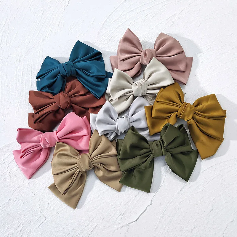 Bowell Korean Satin Large Bow Hair Clip,Hair Accessories 8