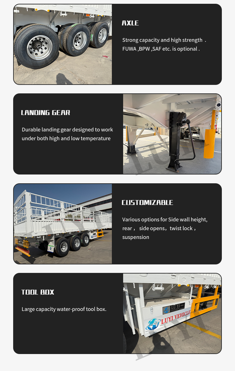 3-4-5 Axle Sidewall Fence Semi Truck Trailer 9